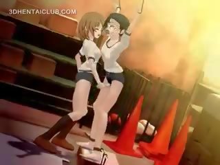 Δεμένα επάνω hentai φιλενάδα παίρνει μουνί vibed σκληρά