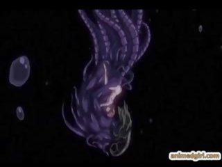 Delightful anime coeds prigautas ir išgręžtas iki tentacles monstras