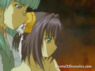 Pleasant Brunette Anime mademoiselle Gets Teased By A Green Haired Sheboy