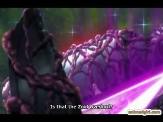 Besar payudara anime menangkap dan mencucuk oleh tentacles raksasa