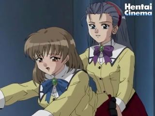 Anime leraar bonks haar slecht student met haar lang vinger in de bips