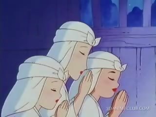 Гол аниме монахиня като мръсен видео за на първи време