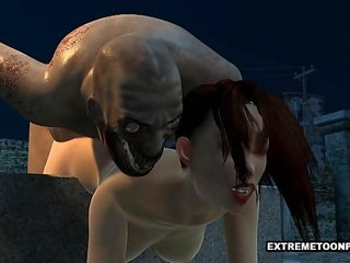 Bewitching 3d jana fucked in a graveyard by a zombi