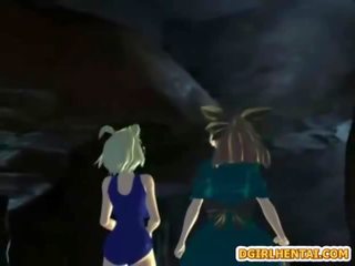 Charming 3d hentai with nice tits marvellous fight