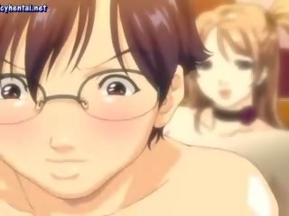 Three busty anime babes having group adult clip
