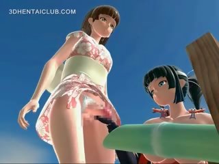 Hentai anime slurps dela pentelho juices masturbação