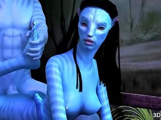 Avatar 孩兒 肛門 性交 由 巨大 藍色 刺