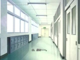 Anime enchantress em escola uniforme masturbação cona