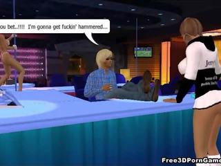 Excellent 3D cartoon blonde stripper gets fucked hard
