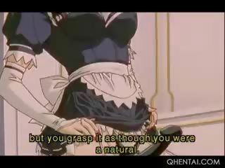Hentai maids neuken strapon in gangbang voor hun meisje