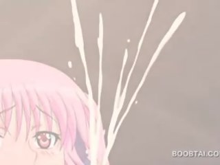 Różowy włosy cycate hentai wróżka dający cycek praca