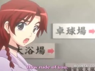 Redhead Hentai inviting Hottie Giving Tit Job In Anime clip