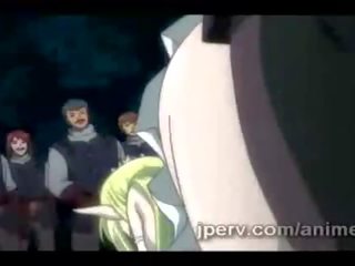 Bunch van oversexed guards pond elite anime blondine buitenshuis in bende knal