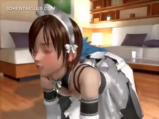Pussy fingered anime maid blowing monsters johnson