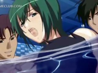 Three lustful Studs Fucking A attractive Anime cutie Under Water