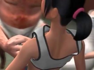 Полово възбуден аниме нахален брюнетки давайки духане в ганг банг