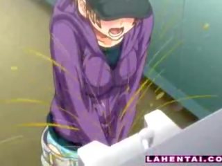 Manga schoolgirl on the toilet