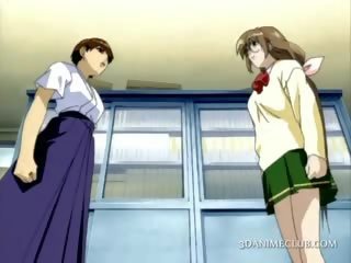 Anime lesbo mīļotājiem licking un aptaustīšana mitra vāvere