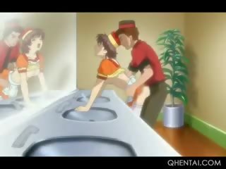 Hentai empregadas domésticas lambida slick twats e obtendo cu esmagado