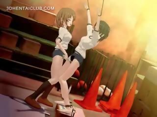 Gebonden omhoog hentai anime seductress krijgt kut vibed hard
