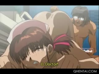 Hentai perawat practicing giving birth with eggs in her udan