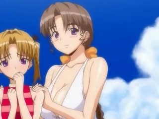 Lascivious anime lesbians masturbating with dildos
